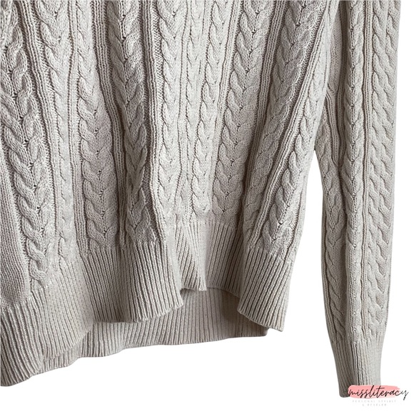 H&M Basic Cream Cotton Braided Knit Longsleeve Slim Fit Sweater [Sz Small] EUC - Picture 3 of 9